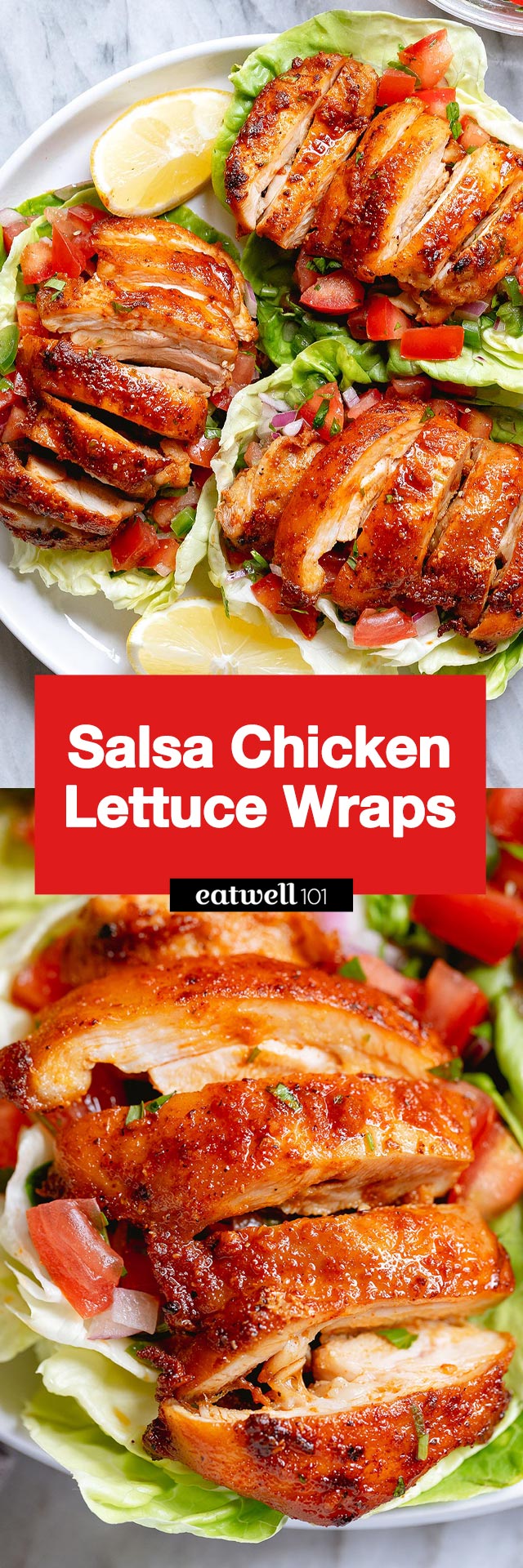 Salsa Chicken Lettuce Wraps - #chicken #lettucewraps #recipe #eatwell101 - These chicken lettuce wraps are so delicious - Perfect for a quick lunch, dinner, or meal prep!