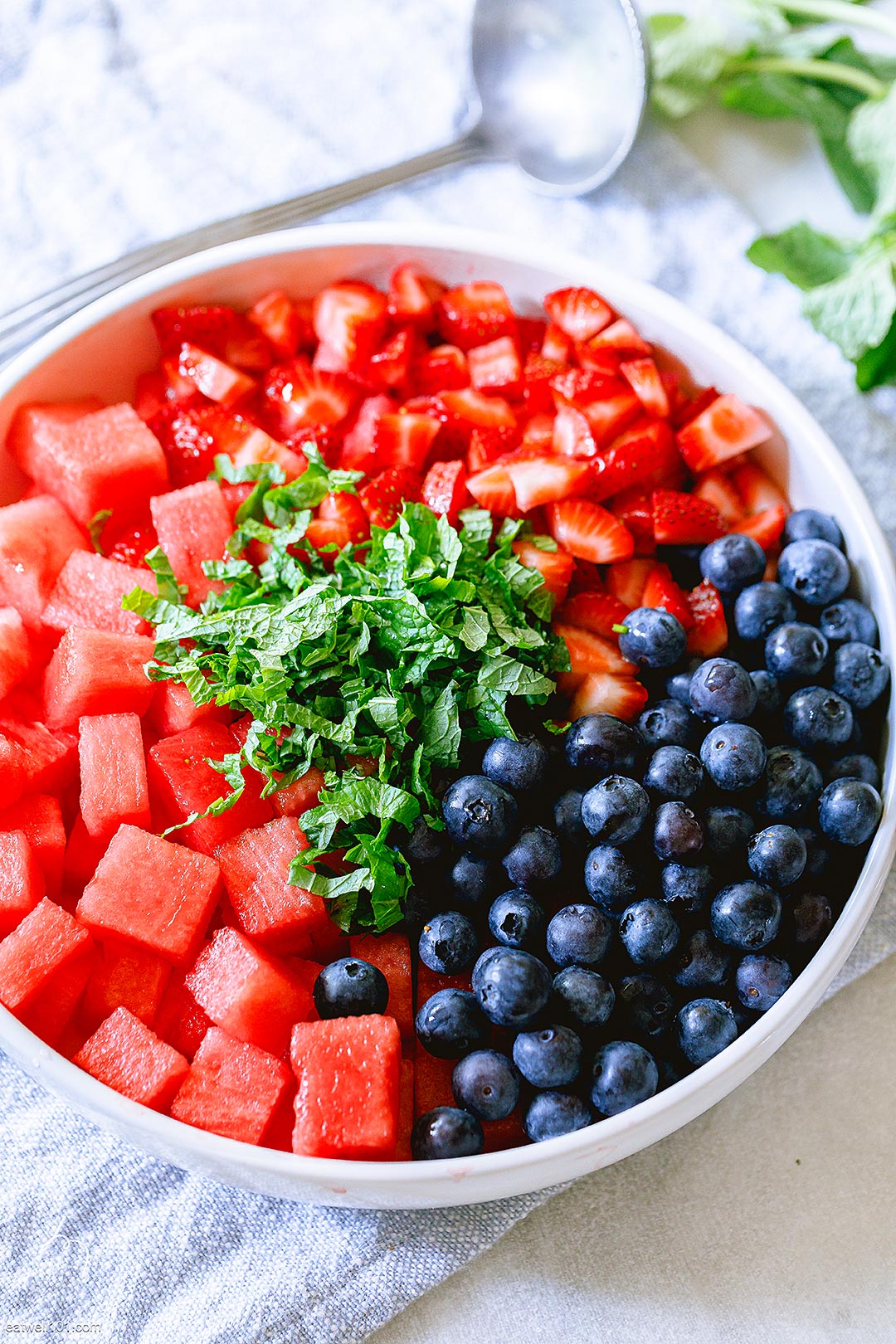 Honey Lime Mint Watermelon Berry Fruit Salad 1