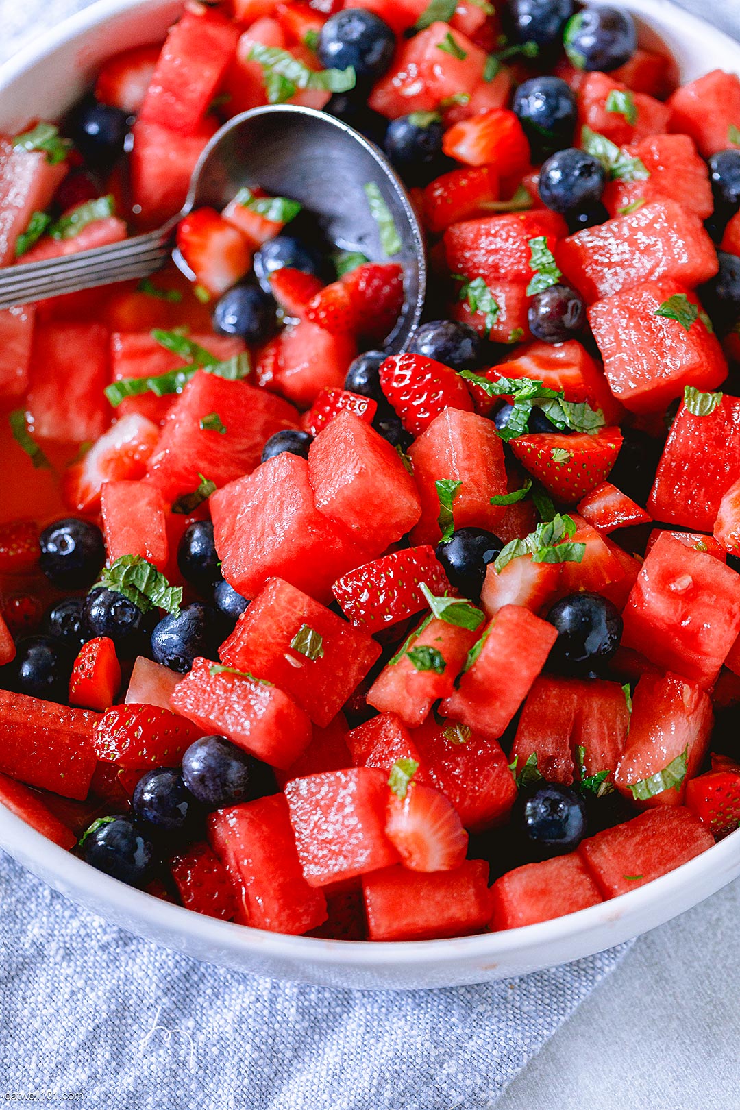Honey Lime Mint Watermelon Berry Fruit Salad