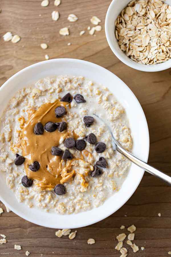 Nut Butter Overnight Oats for Easy Breakfast - #recipe by #eatwell101 - https://www.eatwell101.com/nut-butter-overnight-oats-recipe