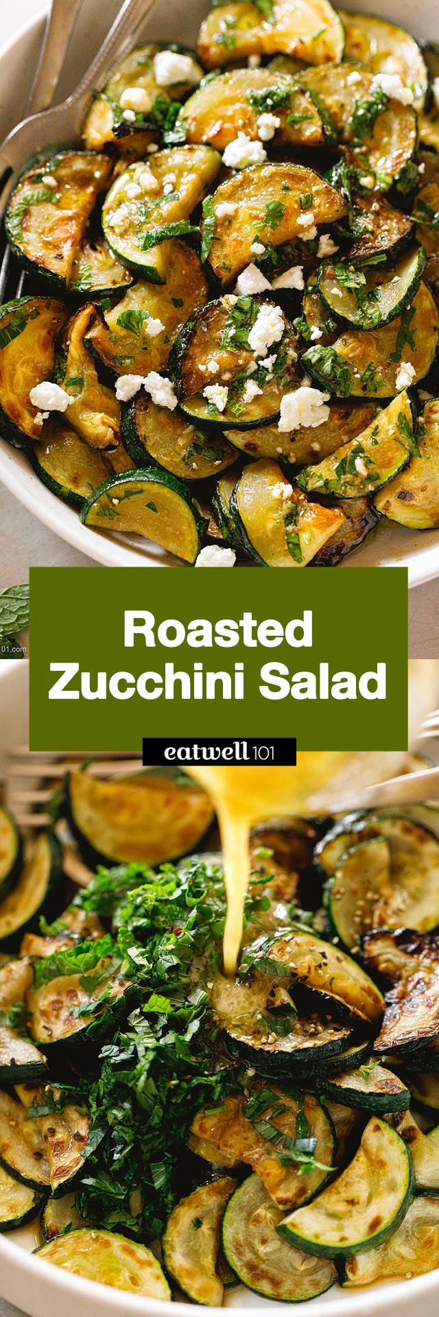 Roasted Zucchini Salad - #zucchini #salad #recipe #eatwell101 - This roasted zucchini salad is super flavorful and healthy, you’ll want to make this roasted zucchini salad with feta all summer long!