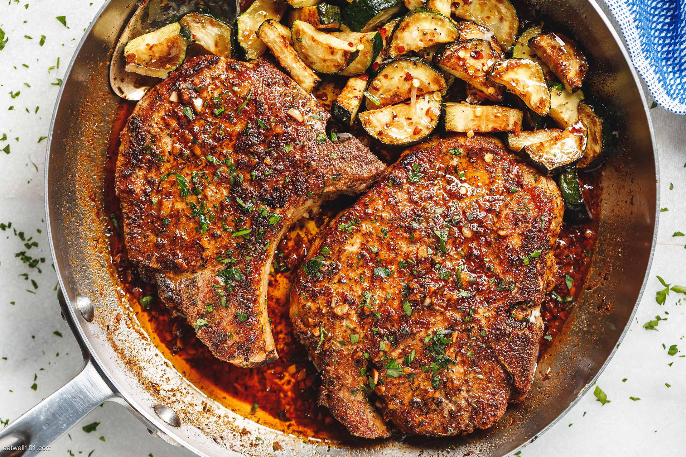 Easy Cajun Pork Chops with Lemon Garlic Zucchini