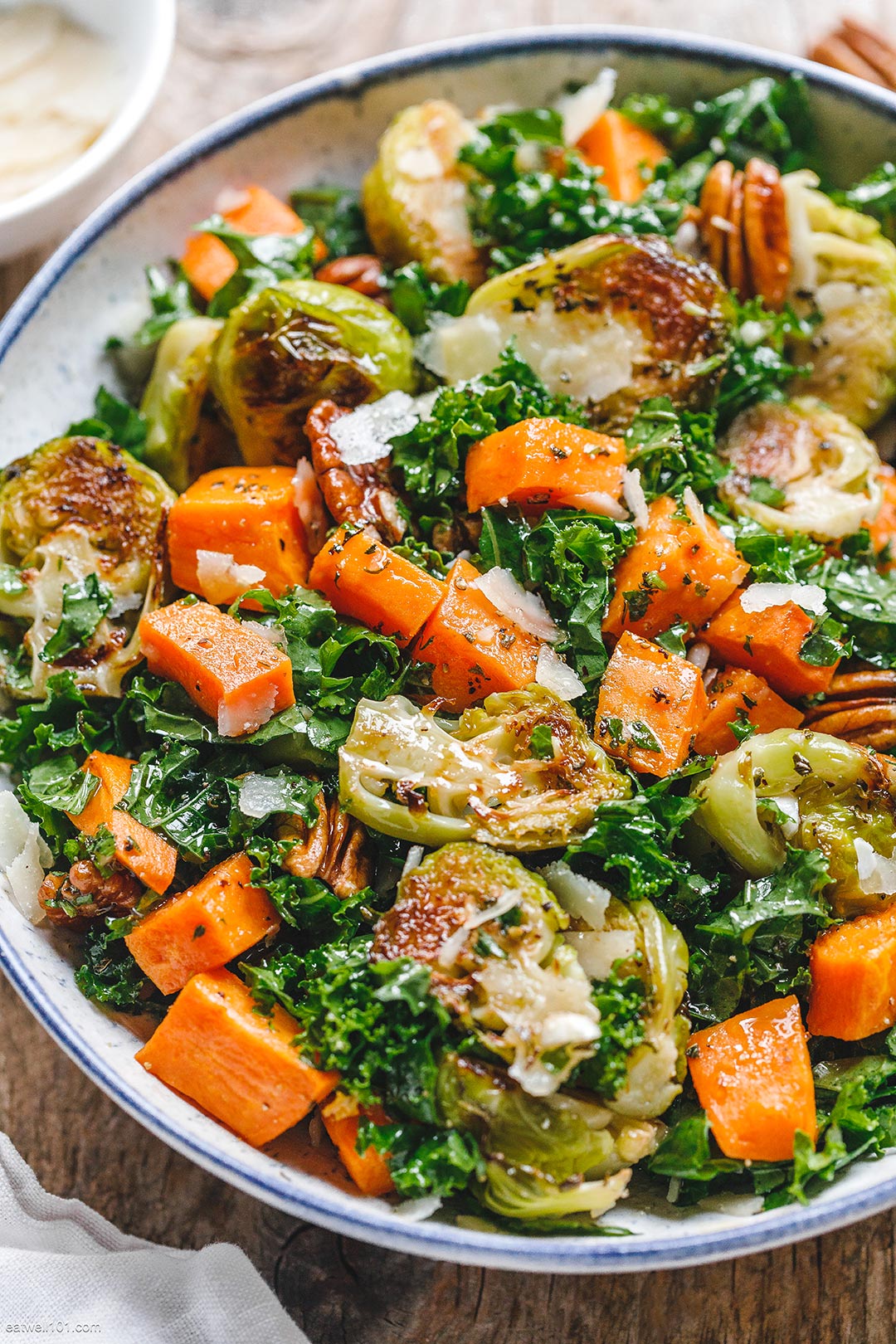 Roasted Sweet Potato Brussels Sprout Kale Salad Recipe Roasted