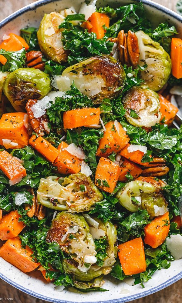 Sweet Potato, Brussels Sprout & Kale Salad