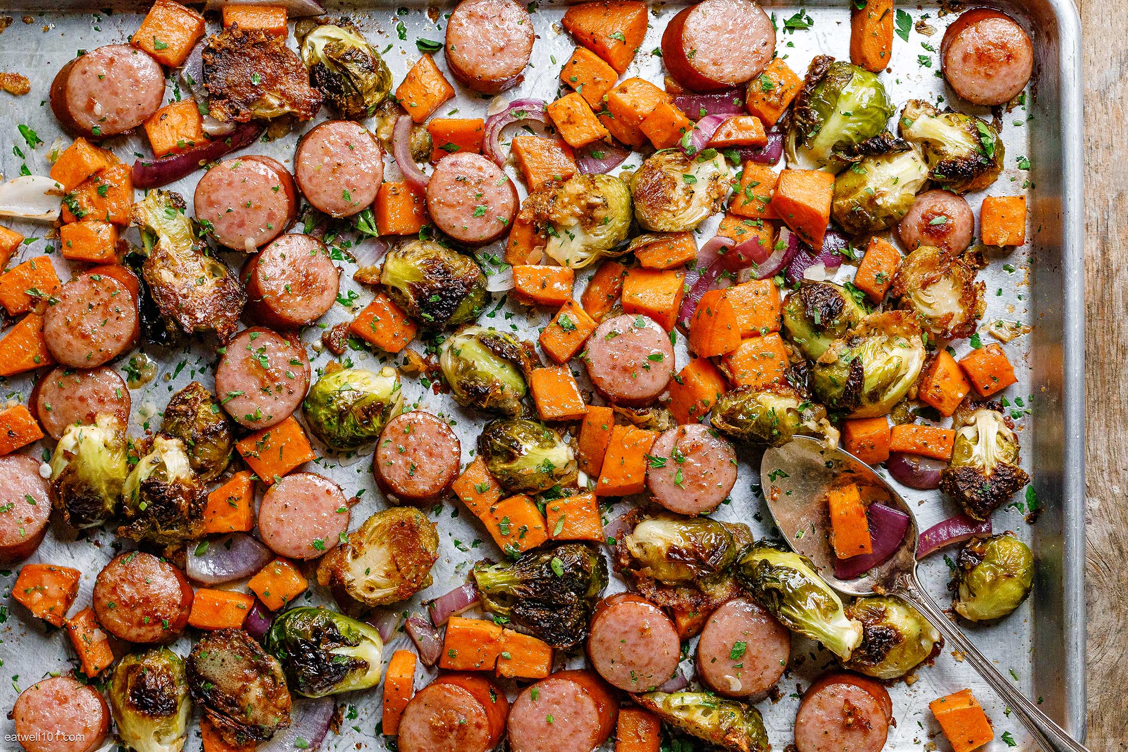 Sheet-Pan Maple-Dijon Sausage and Fall Veggies