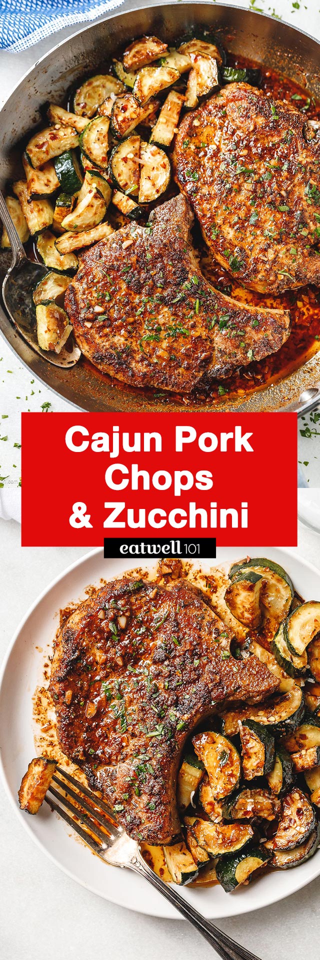 Cajun Pork Chops Recipe with Zucchini  - #pork #chops #reicpe - These delicious cajun pork chops are tender with crispy edges - You'll love the flavors! 