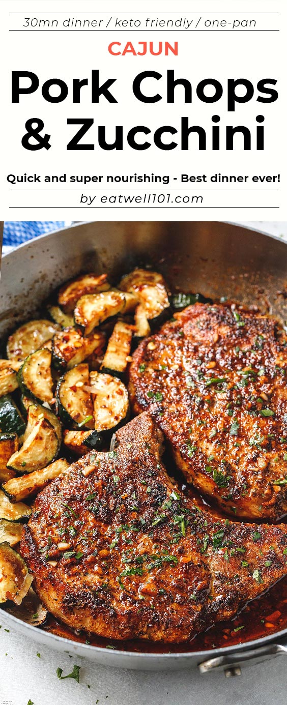 Cajun Pork Chops Recipe with Zucchini  - #pork #chops #reicpe - These delicious cajun pork chops are tender with crispy edges - You'll love the flavors! 