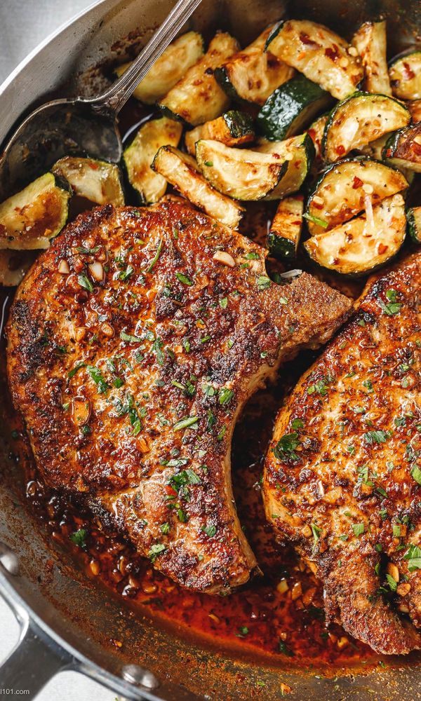 Easy Cajun Pork Chops with Lemon Garlic Zucchini