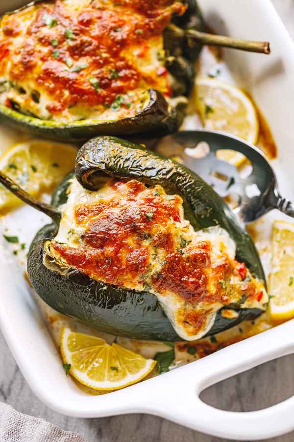 Chicken Stuffed Chile Rellenos - #recipe by #eatwell101 - https://www.eatwell101.com/chicken-stuffed-chile-rellenos-recipe