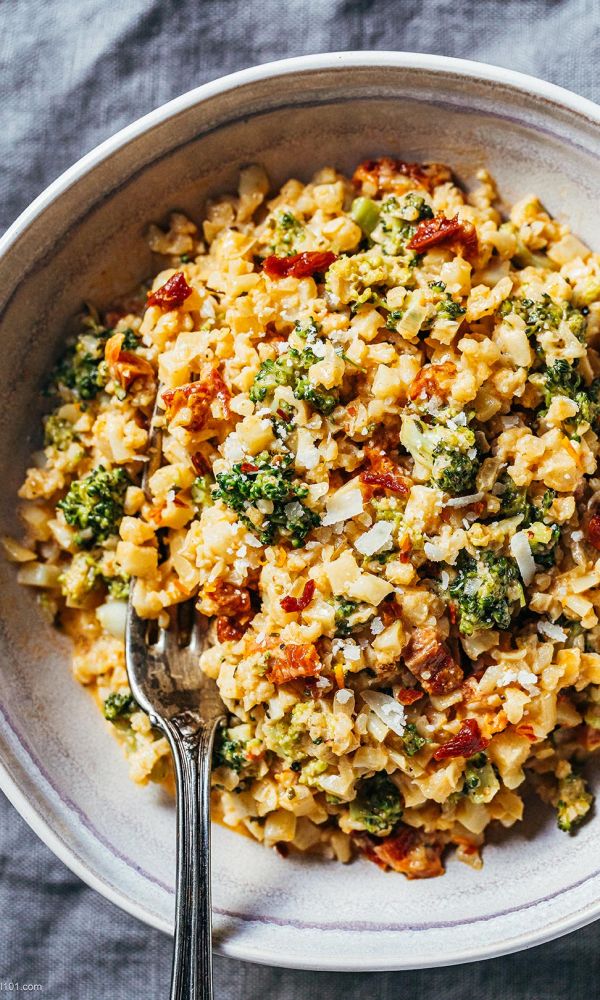Creamy Broccoli and Cauliflower Stir-Fry with Sun-dried Tomatoes