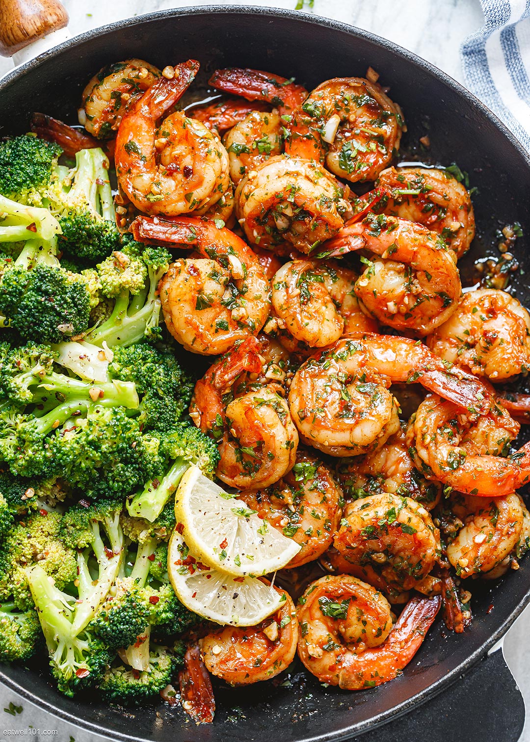 Garlic Butter Shrimp with Broccoli Skillet best shrimp recipe