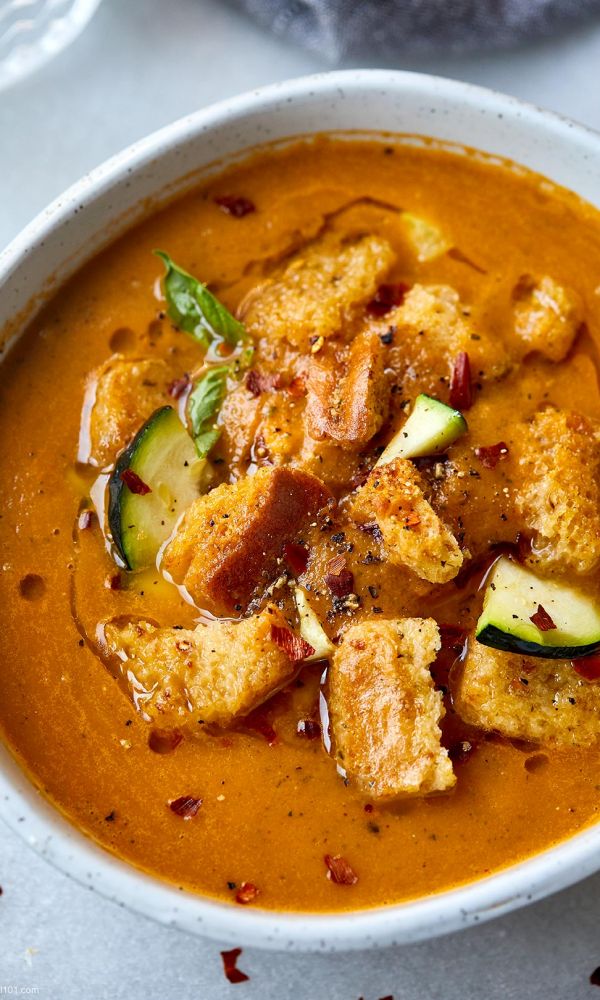 Healthy Tomato Zucchini Soup {Vegan + Gluten-Free}