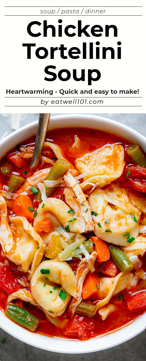 Tortellini Chicken Soup Recipe - This chicken tortellini soup warms you up from the inside. It's quick and easy to make, perfect for those busy weeknights! 