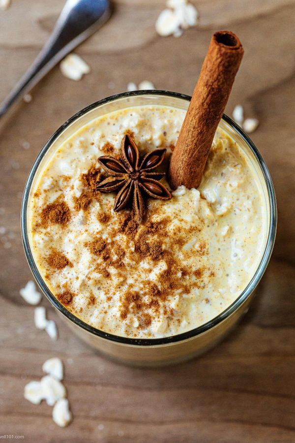 Pumpkin Spice Overnight Oats - #recipe by #eatwell101 - https://www.eatwell101.com/pumpkin-spice-overnight-oats-recipe