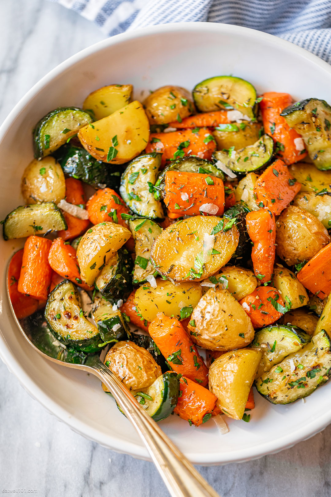 Garlic Herb Roasted Potatoes Carrots and Zucchini