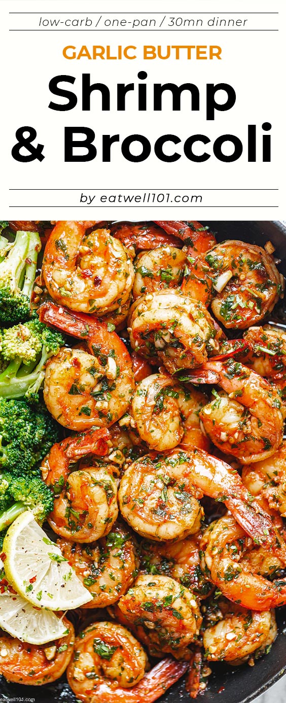 Garlic Butter Shrimp with Broccoli - #shrimp #broccoli #recipe #eatwell101 - This garlic butter shrimp and broccoli skillet recipe is quick, simple, and big on flavor!