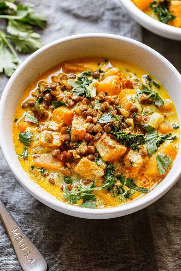 Butternut Lentil Stew - #recipe by #eatwell101 - https://www.eatwell101.com/coconut-butternut-lentil-stew-recipe