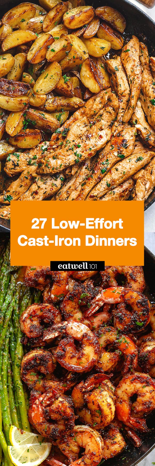 Cast-Iron Dinner Recipes - #cast-iron #dinner #recipes #eatwell101 - These cast iron skillet dinner recipes are one-pan wonders for any night of the week! 