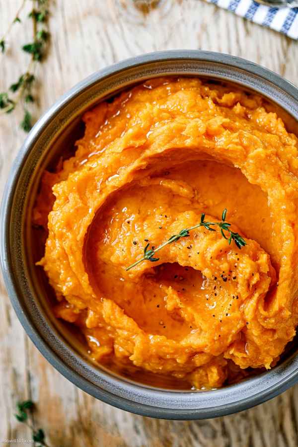 Instant Pot Mashed Sweet Potatoes (10-Minute ) - #recipe by #eatwell101 - https://www.eatwell101.com/instant-pot-mashed-sweet-potatoes-instant-pot-recipe