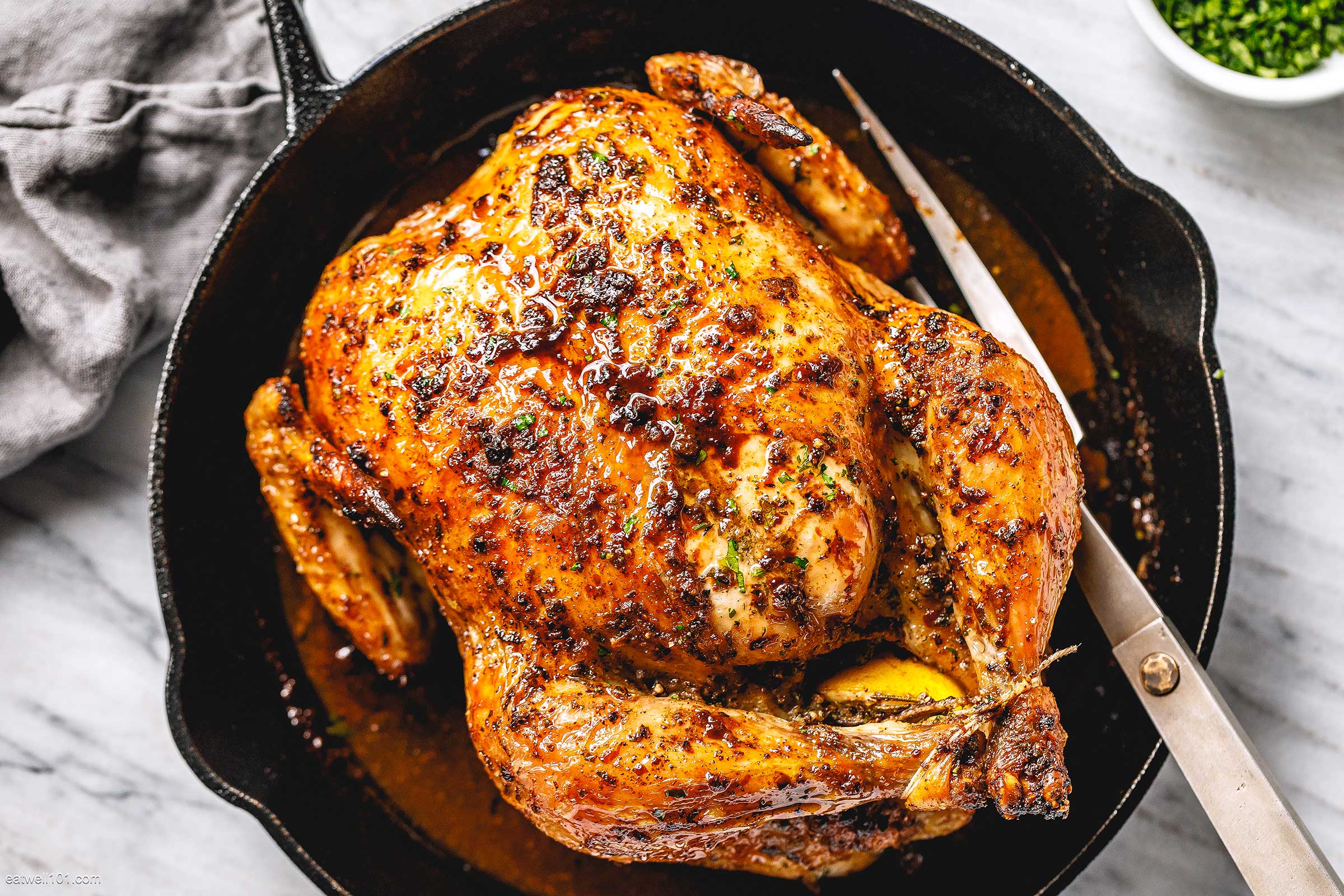 Roasted Chicken Recipe With Garlic Herb Butter Whole Roasted Chicken Recipe — Eatwell101