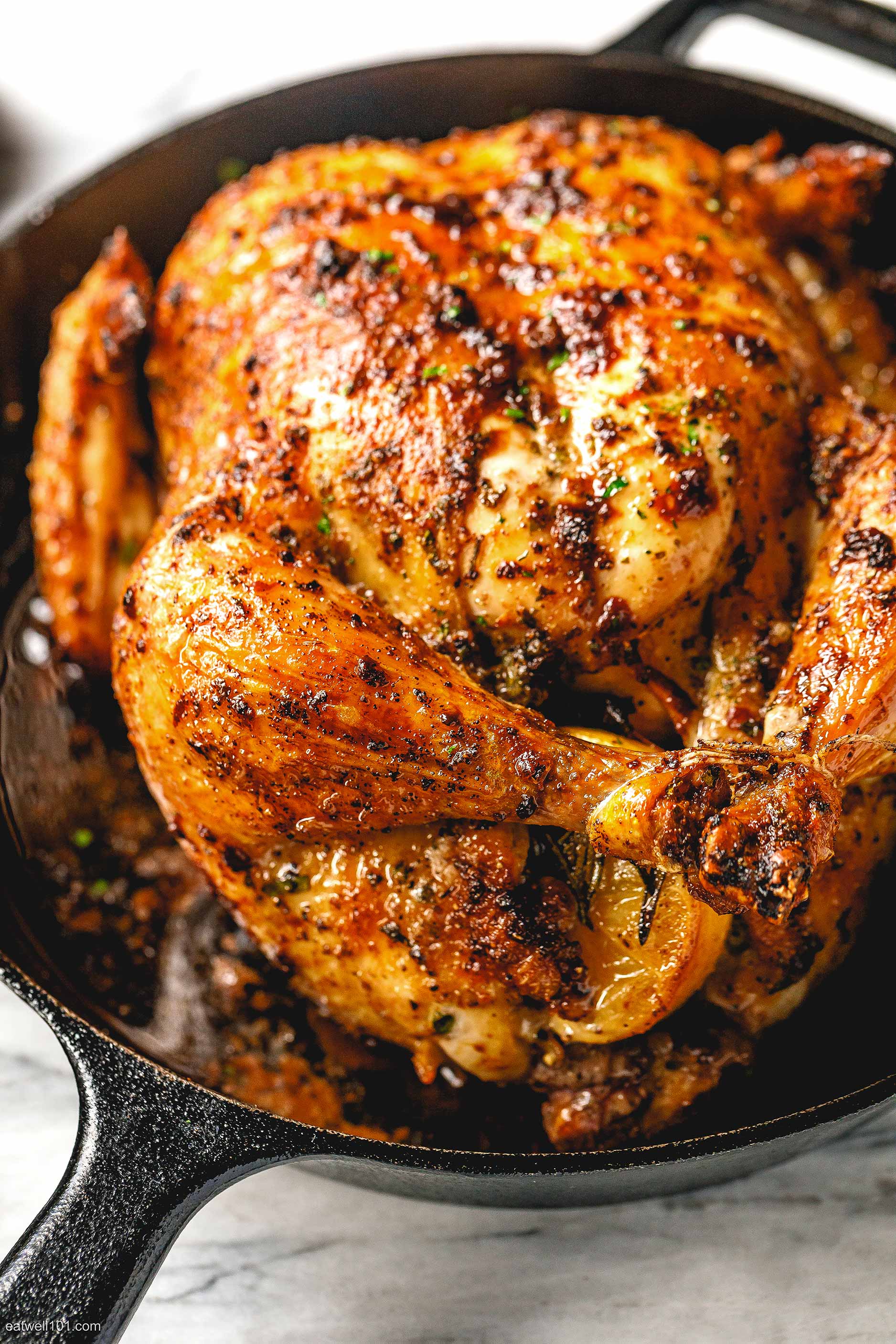 Roasted Chicken Recipe with Garlic Herb Butter – Whole Roast Chicken ...