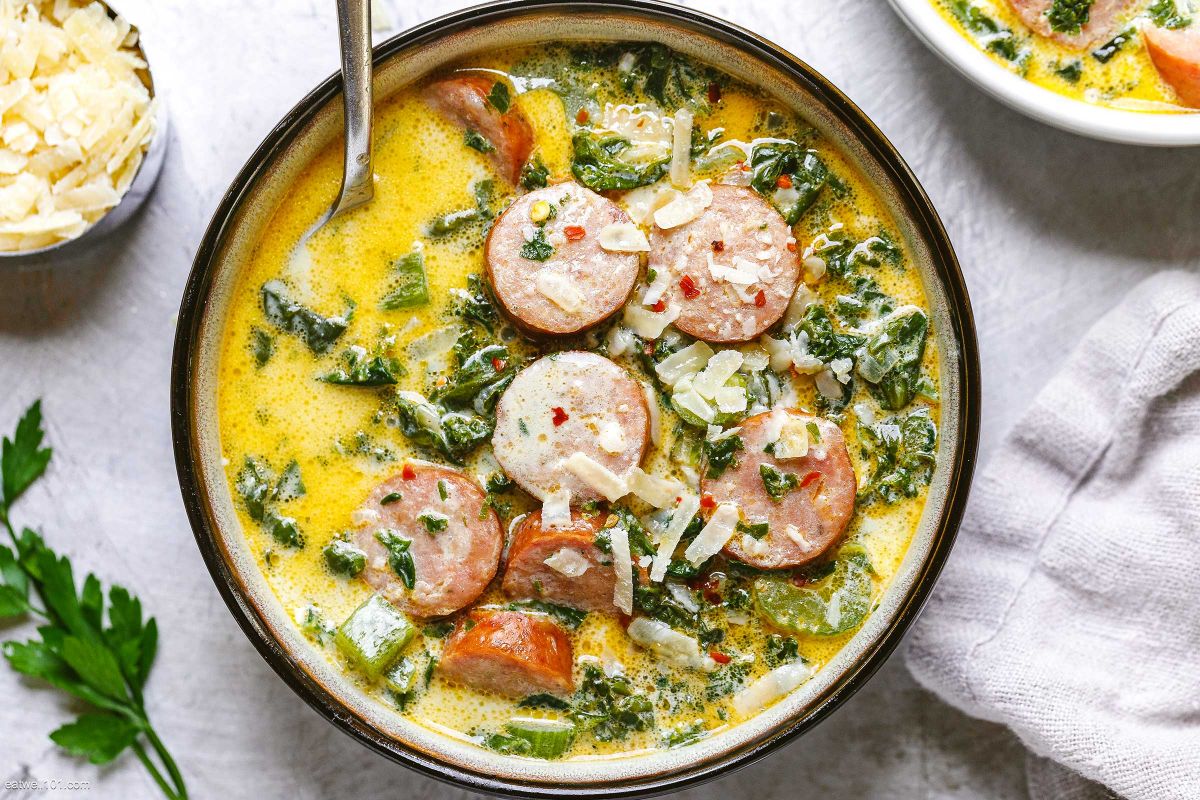 Creamy Sausage Soup With Green Vegetables