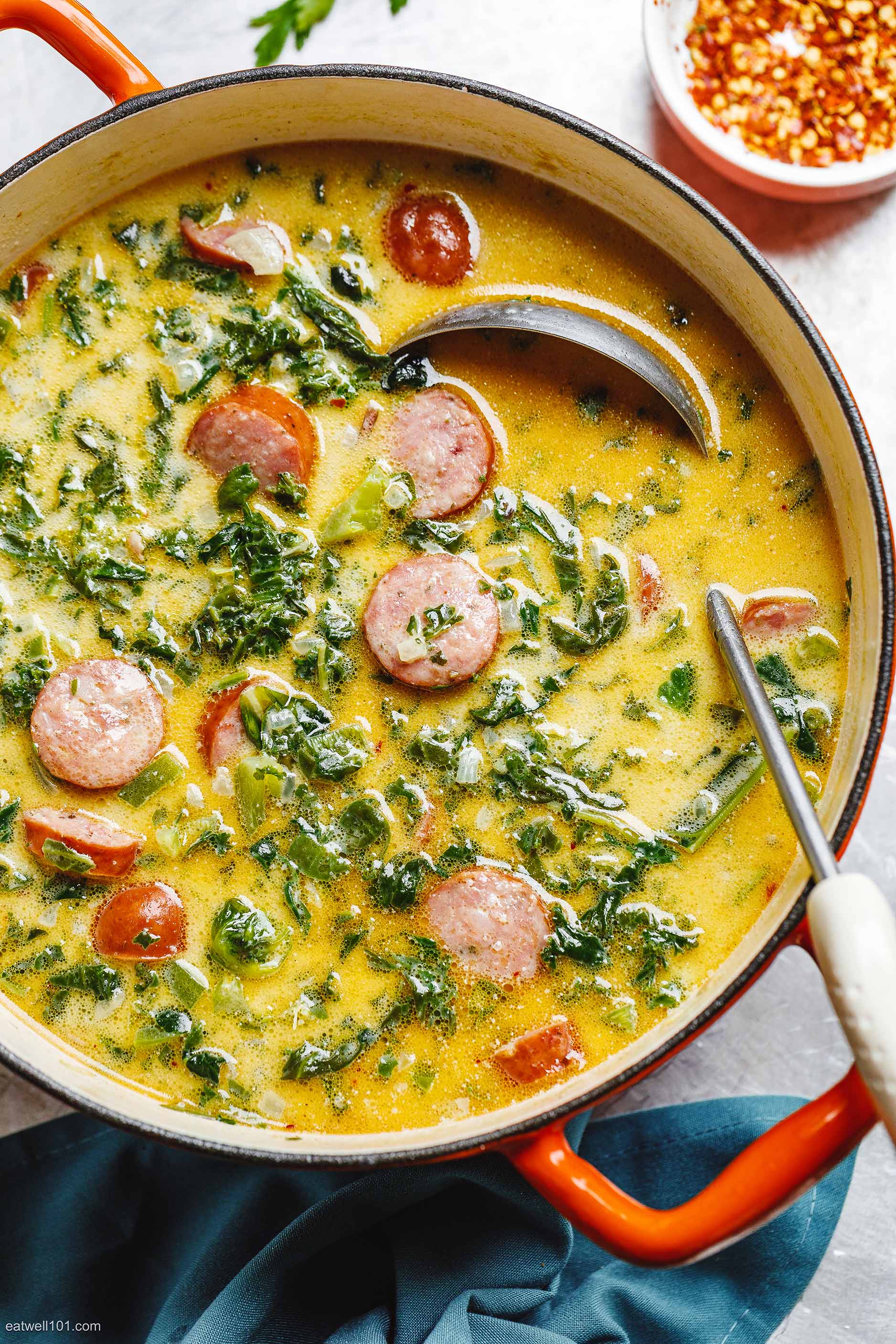 Creamy Sausage Soup With Green Vegetables 1