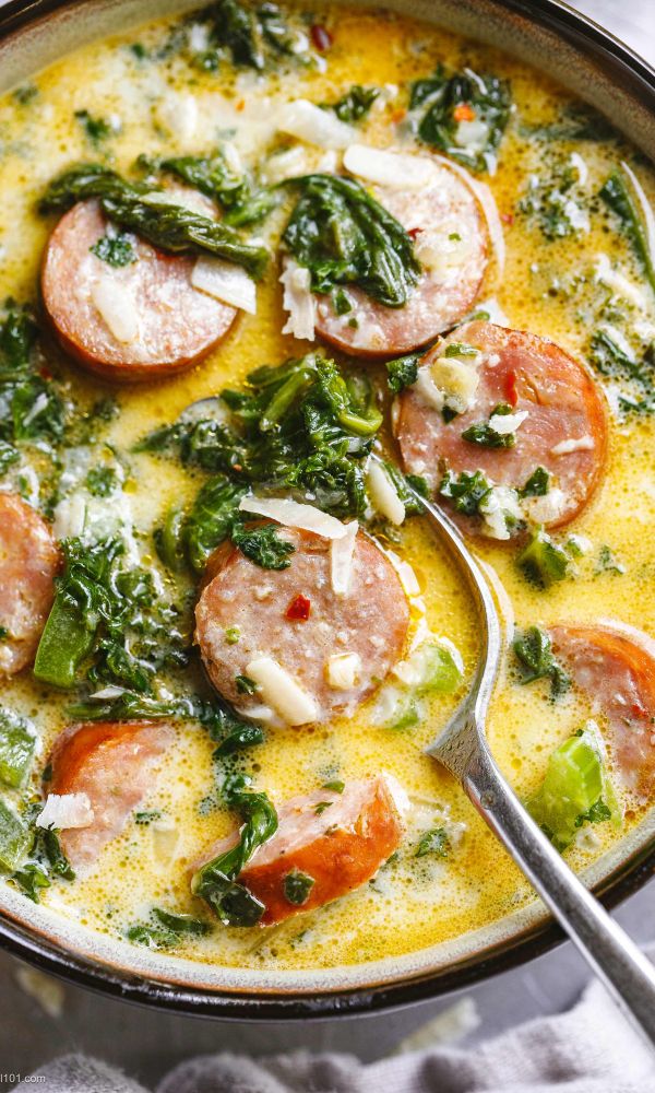 Creamy Sausage Soup With Green Vegetables
