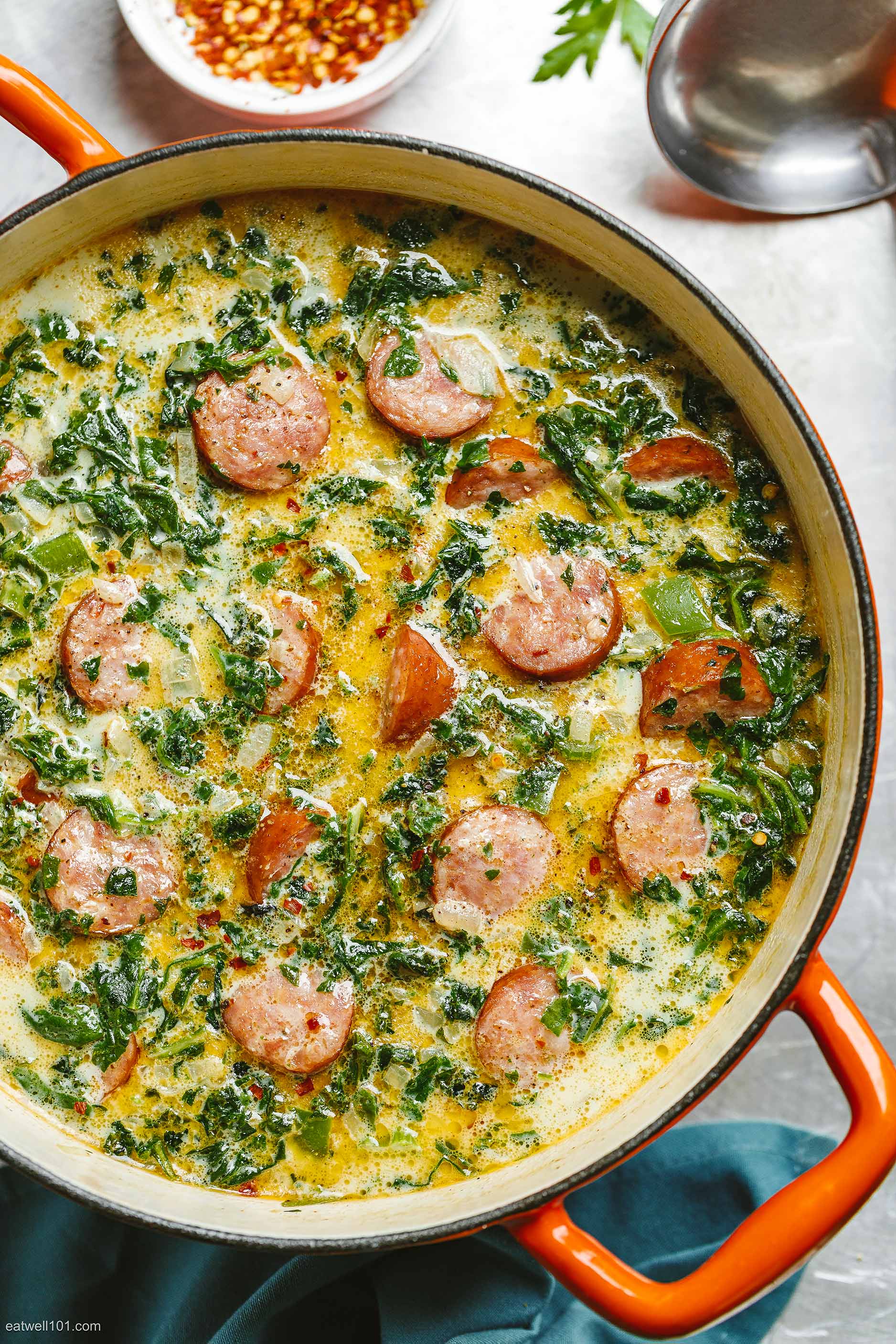 Creamy Sausage Soup With Green Vegetables
