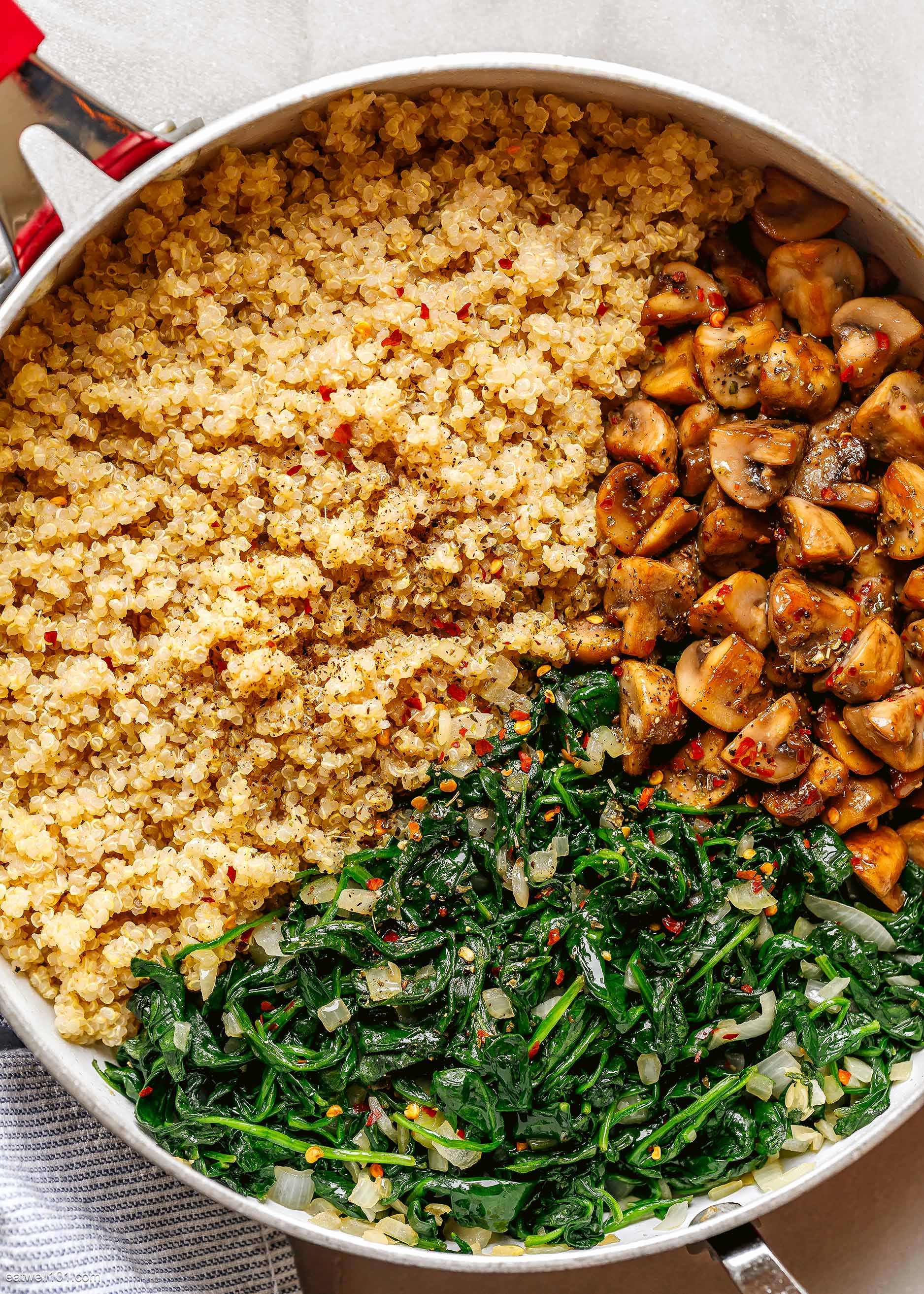 Spinach Mushroom Quinoa Skillet- Dinner Recipes For Two