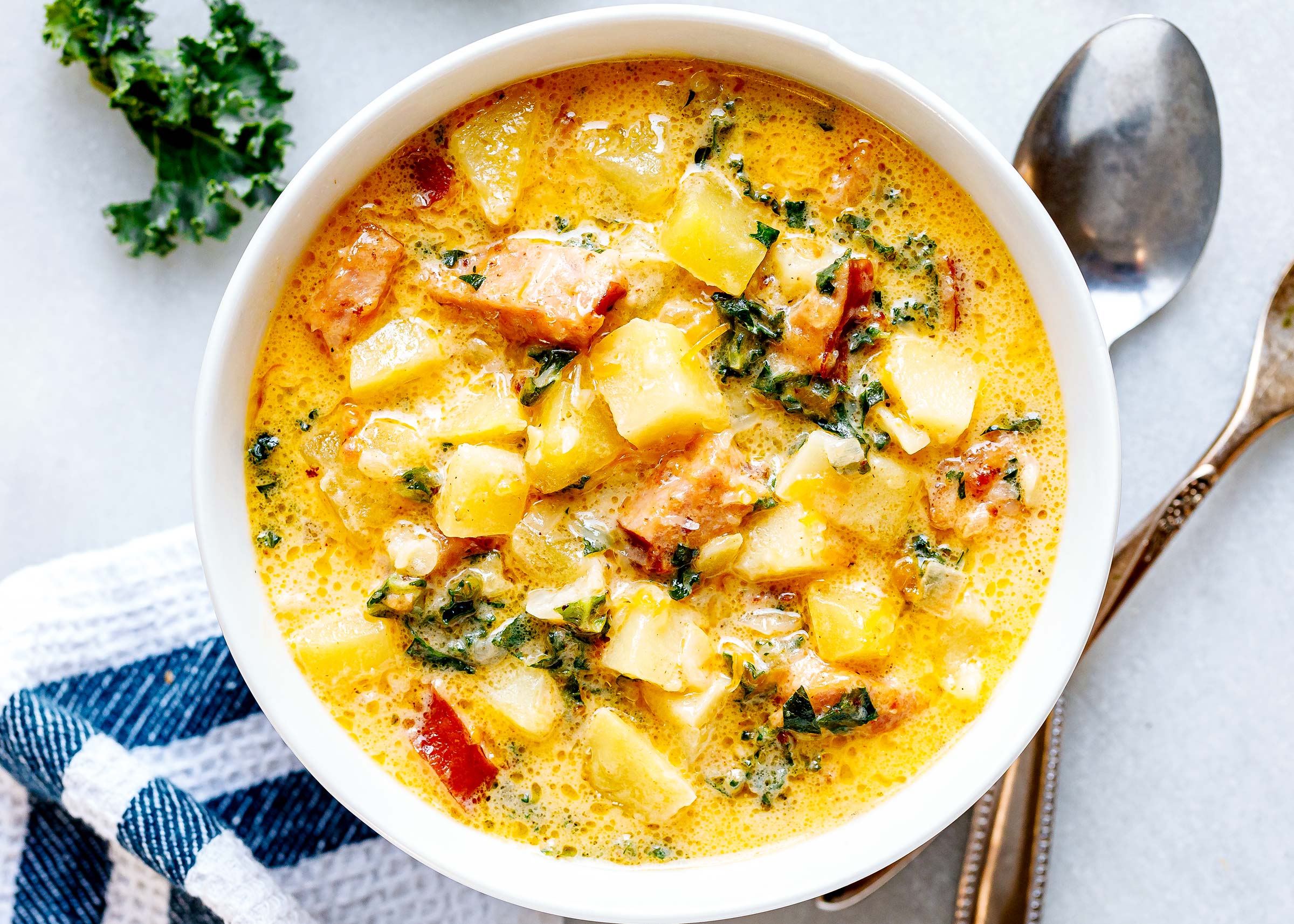 Instant Pot Creamy Sausage Soup with Kale and Potato