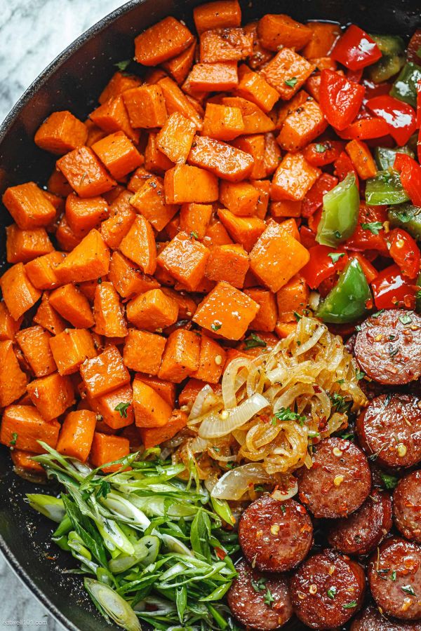 Smoked Sausage with Sweet Potato Stir-Fry