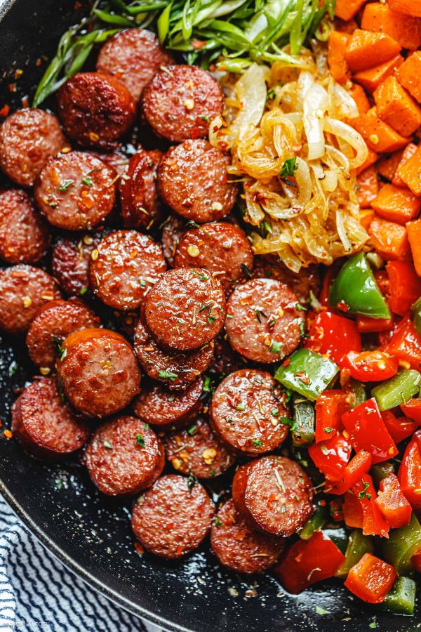 Smoked Sausage with Sweet Potato Stir-Fry