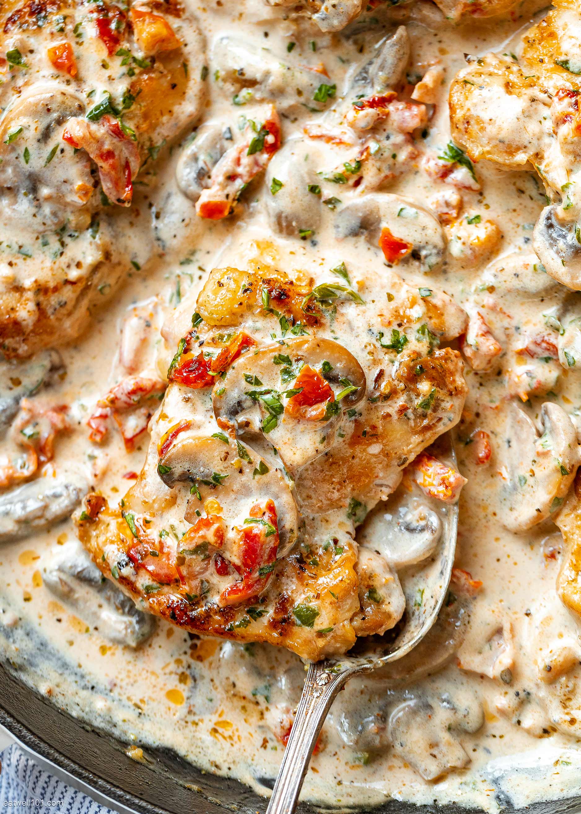 Garlic Chicken Thighs Recipe in Creamy Mushroom Sauce – Chicken Thighs ...