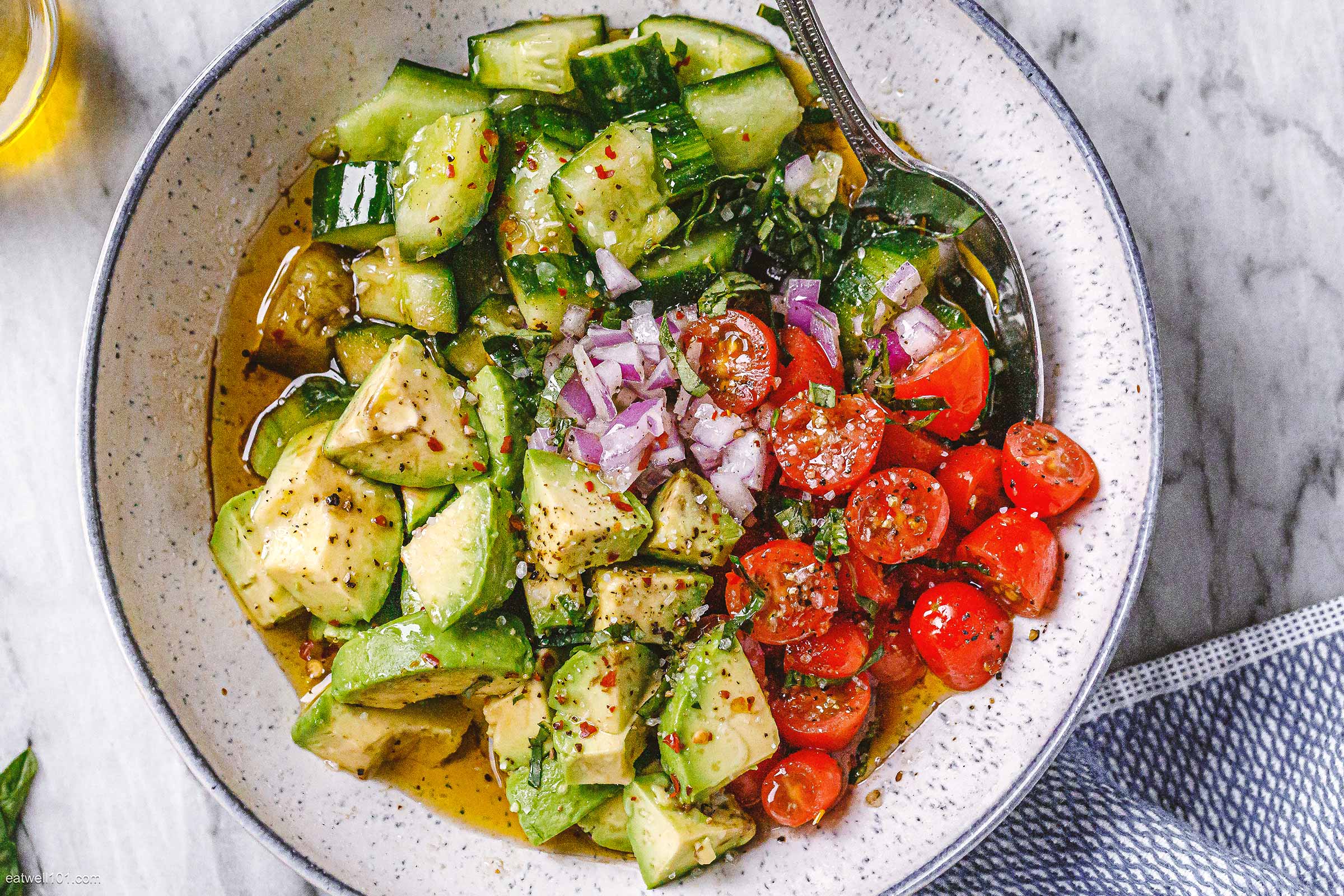 Healthy Cucumber Salad with Tomato, Avocado