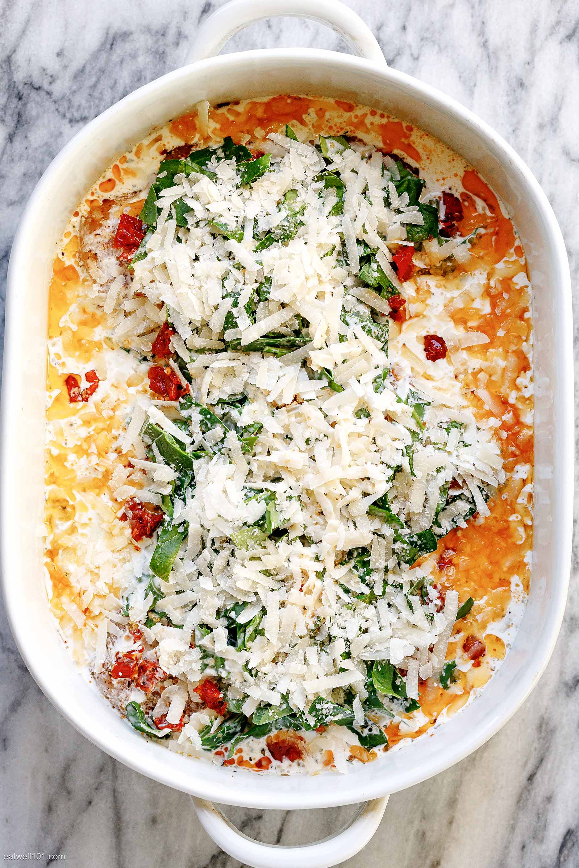 Creamy Chicken Breast Bake Recipe with Spinach and Sun-Dried Tomatoes