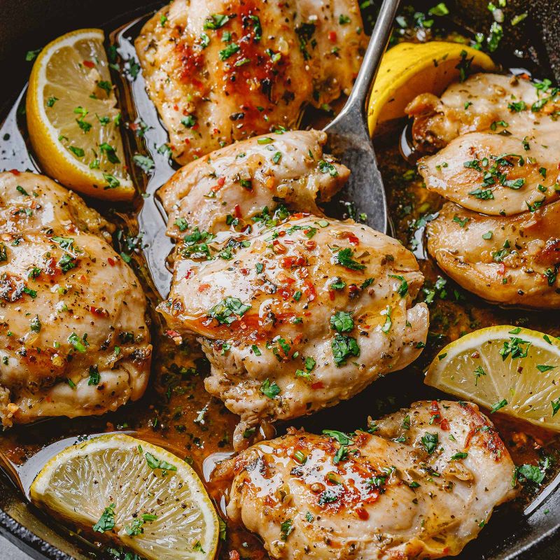 Lemon Garlic Baked Chicken Thighs Recipe – Baked Boneless Skinless ...