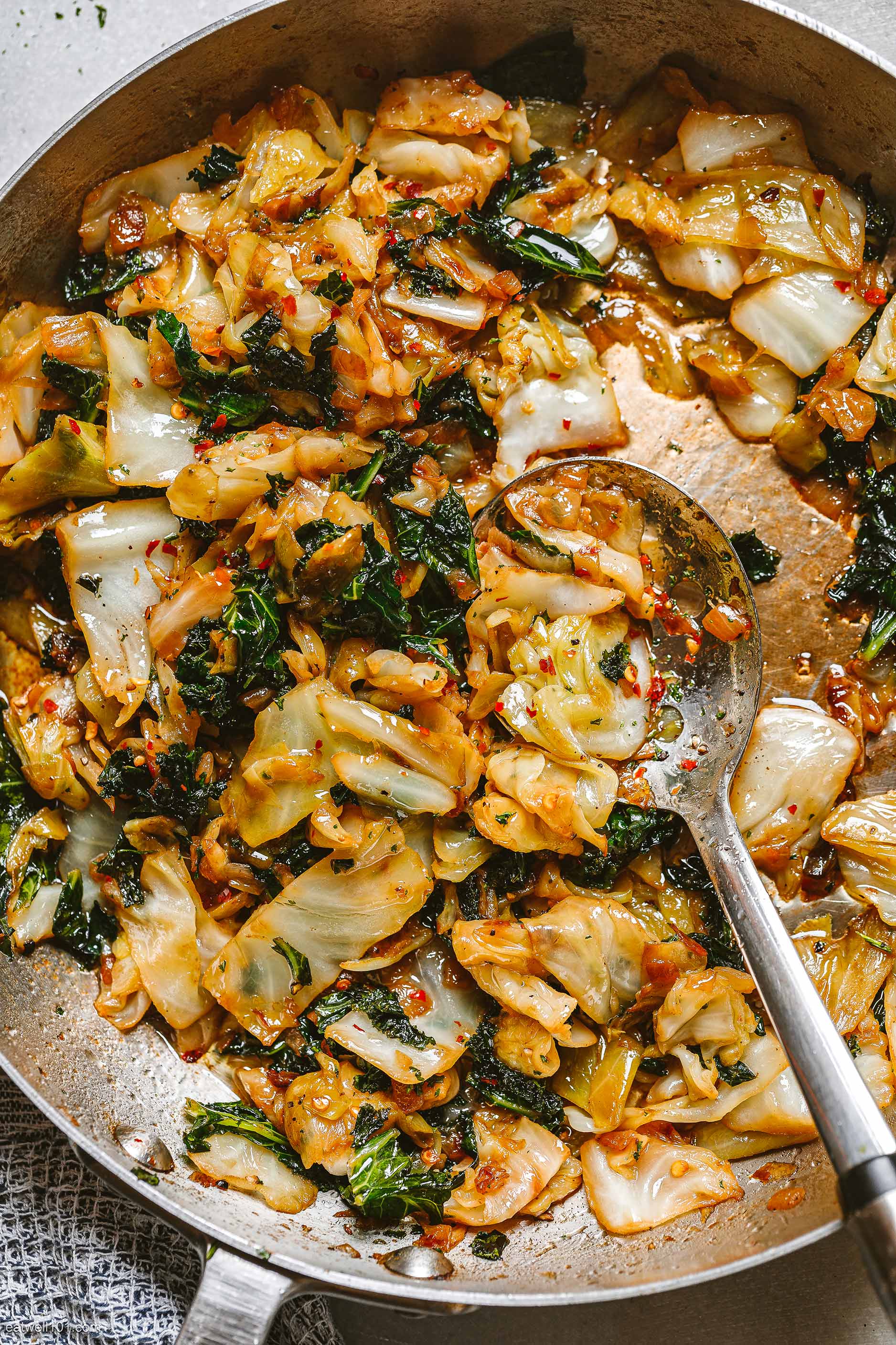 Garlic Sautéed Cabbage Kale Skillet Recipe Sauteed Cabbage Recipe