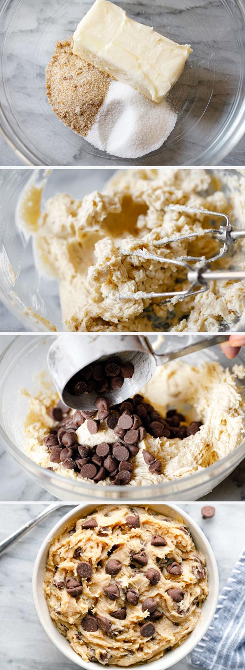 Edible Cookie Dough Recipe - #cookiedough #recipe #eatwell101 -  This edible cookie dough with chocolate chips totally hits the spot when you’ve got a sweet tooth!