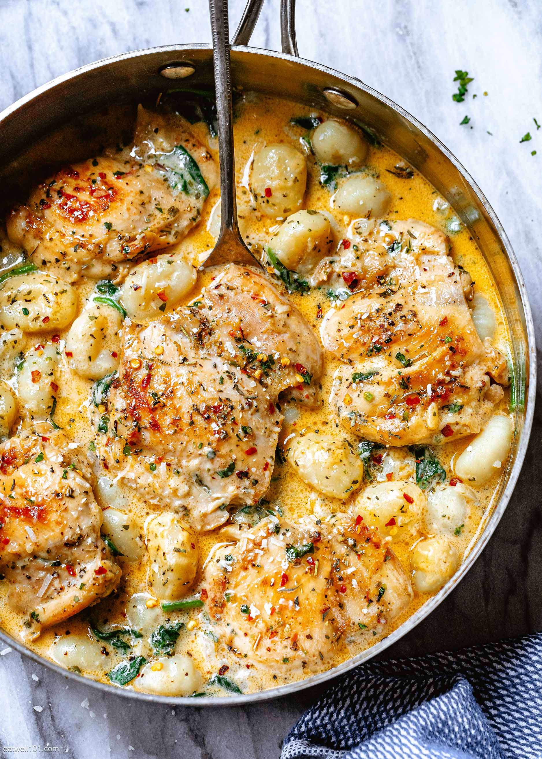 Creamy Garlic Spinach Chicken Thighs Recipe with Gnocchi – Chicken and