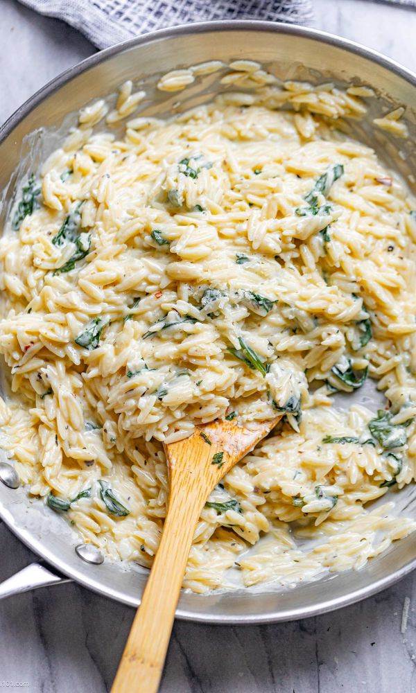 Creamy Spinach Orzo Pasta