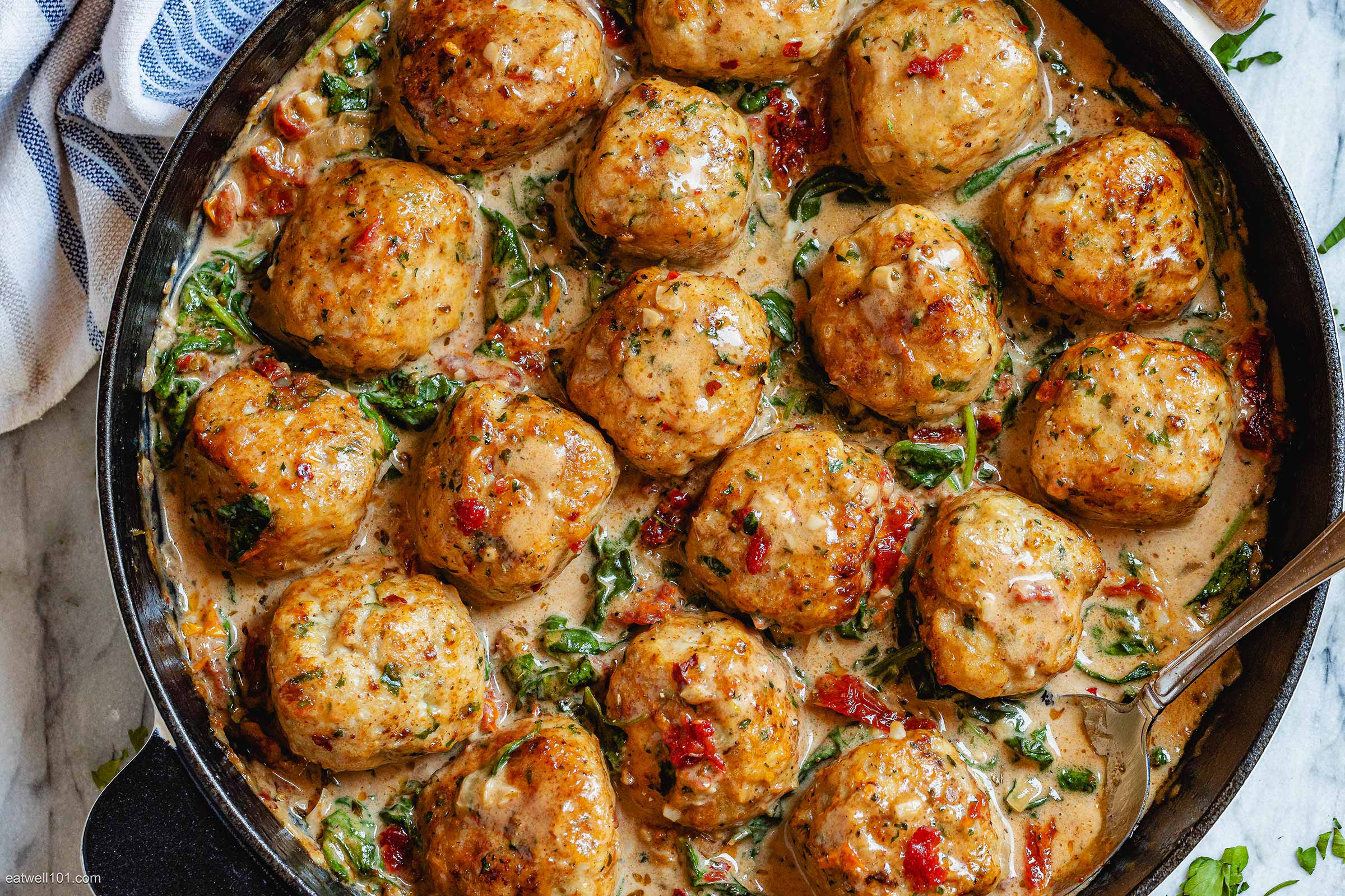 Creamy Spinach Turkey Meatballs Recipe – Turkey Meatballs Recipe ...