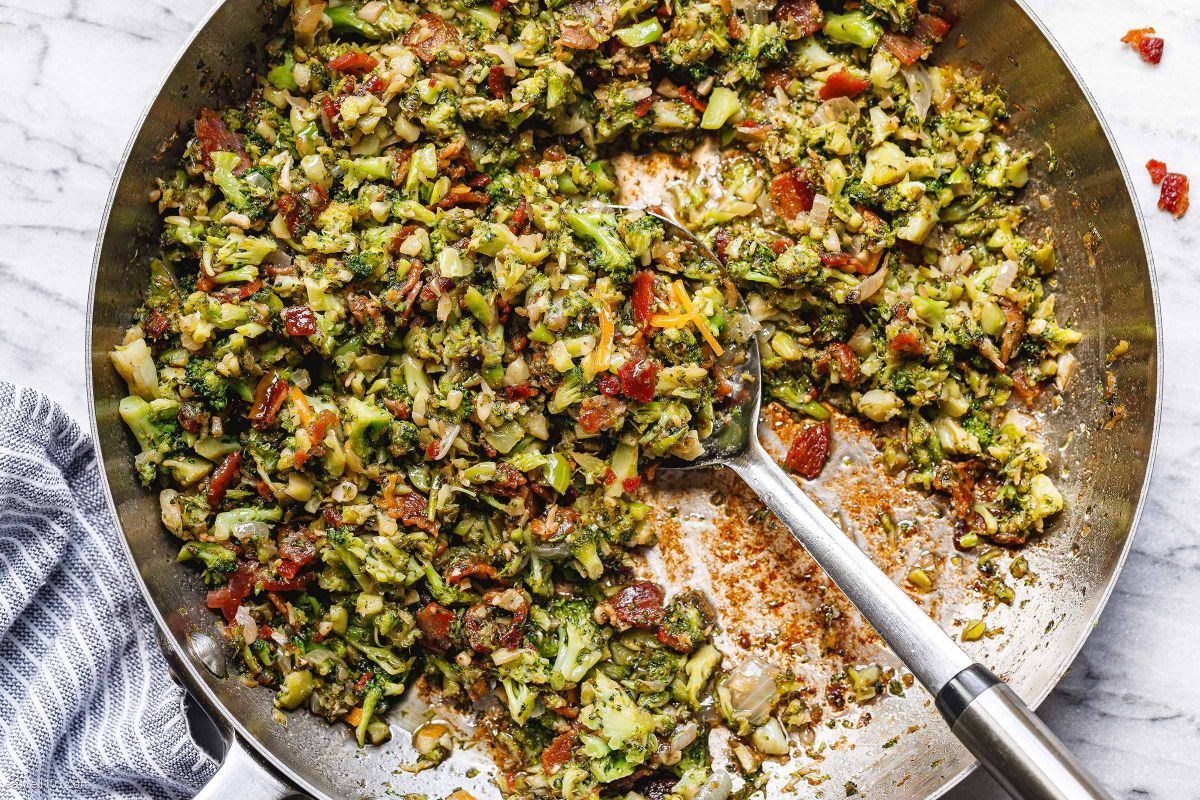 Pan-Fried Garlic Bacon Broccoli