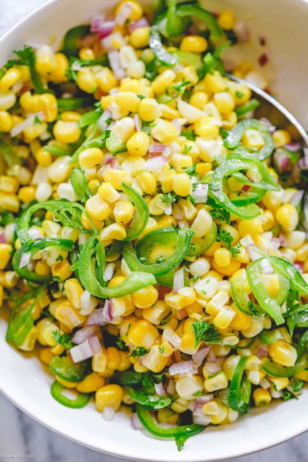 Grilled Corn Salad Recipe - \#recipe by \#eatwell101 - https://www.eatwell101.com/grilled-corn-salad-recipe