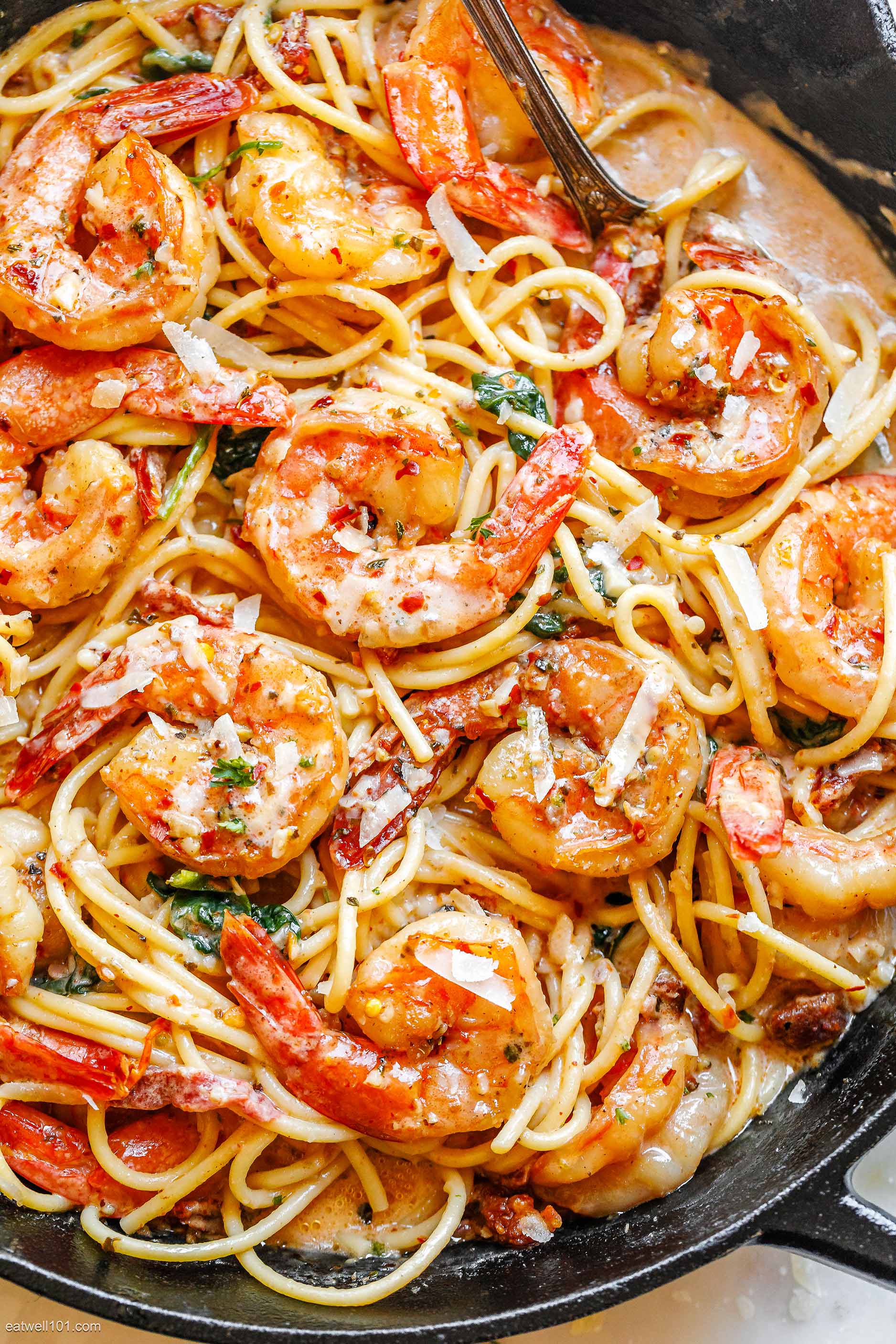 Creamy Mozzarella Shrimp Pasta Recipe Shrimp Pasta Recipe Eatwell101