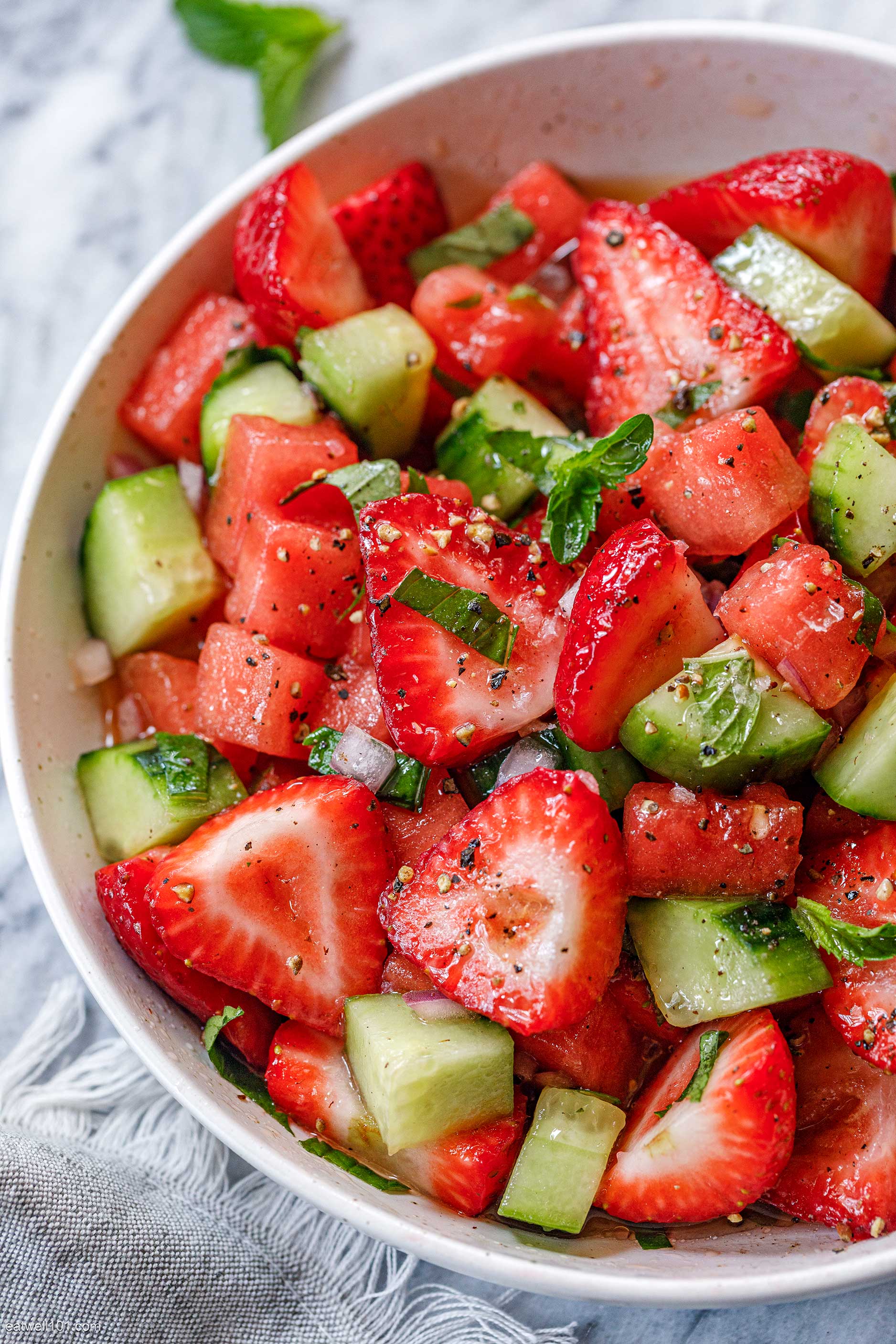 Watermelon Cucumber Strawberry Salad recipe