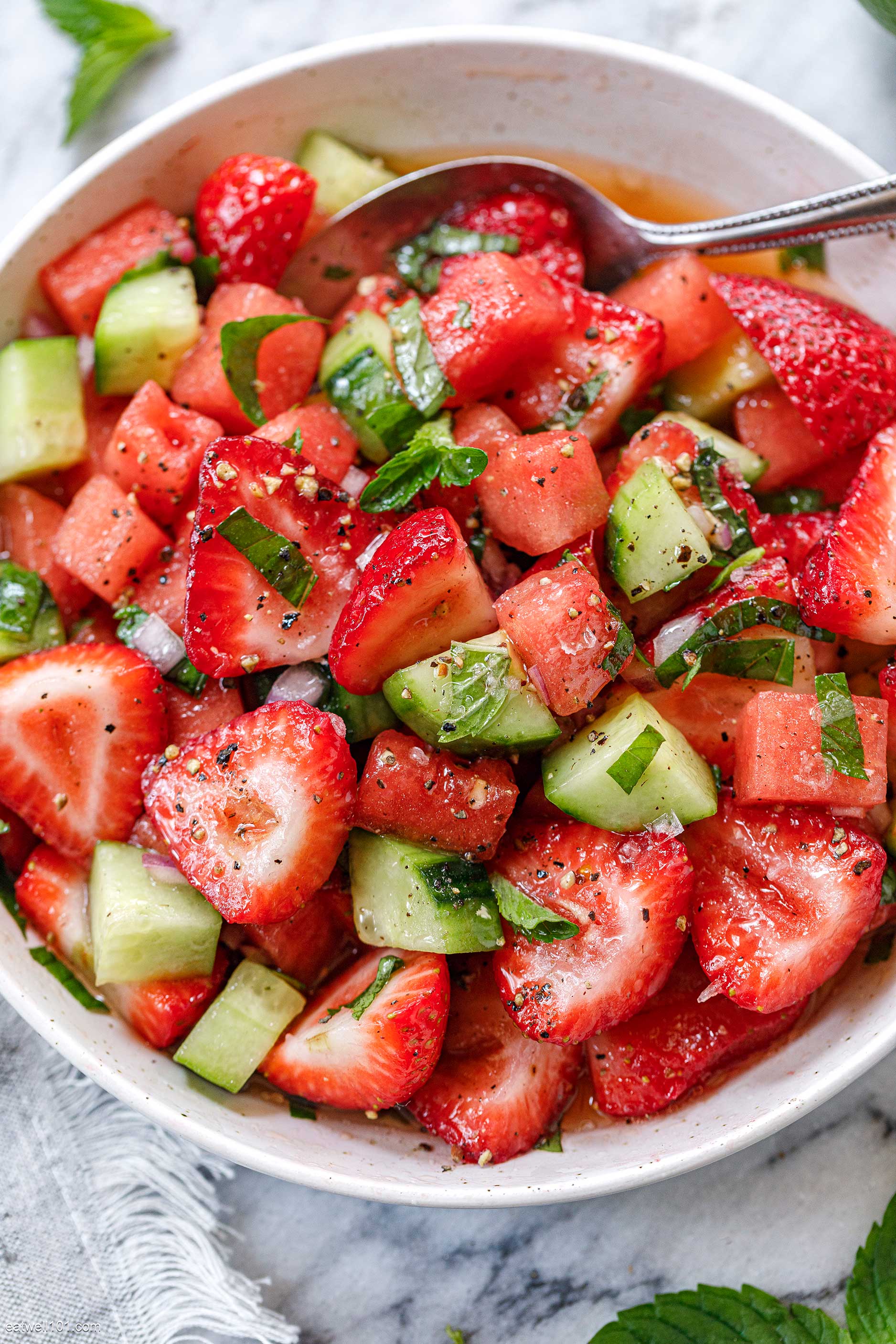 Watermelon Salad Recipe with Strawberry and Cucumber