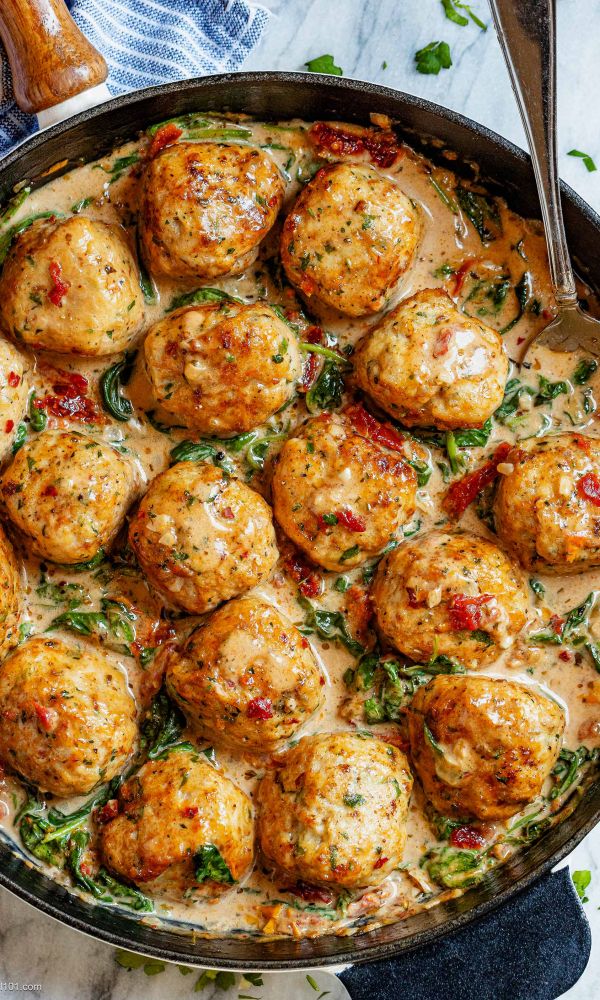 Creamy Spinach Turkey Meatballs