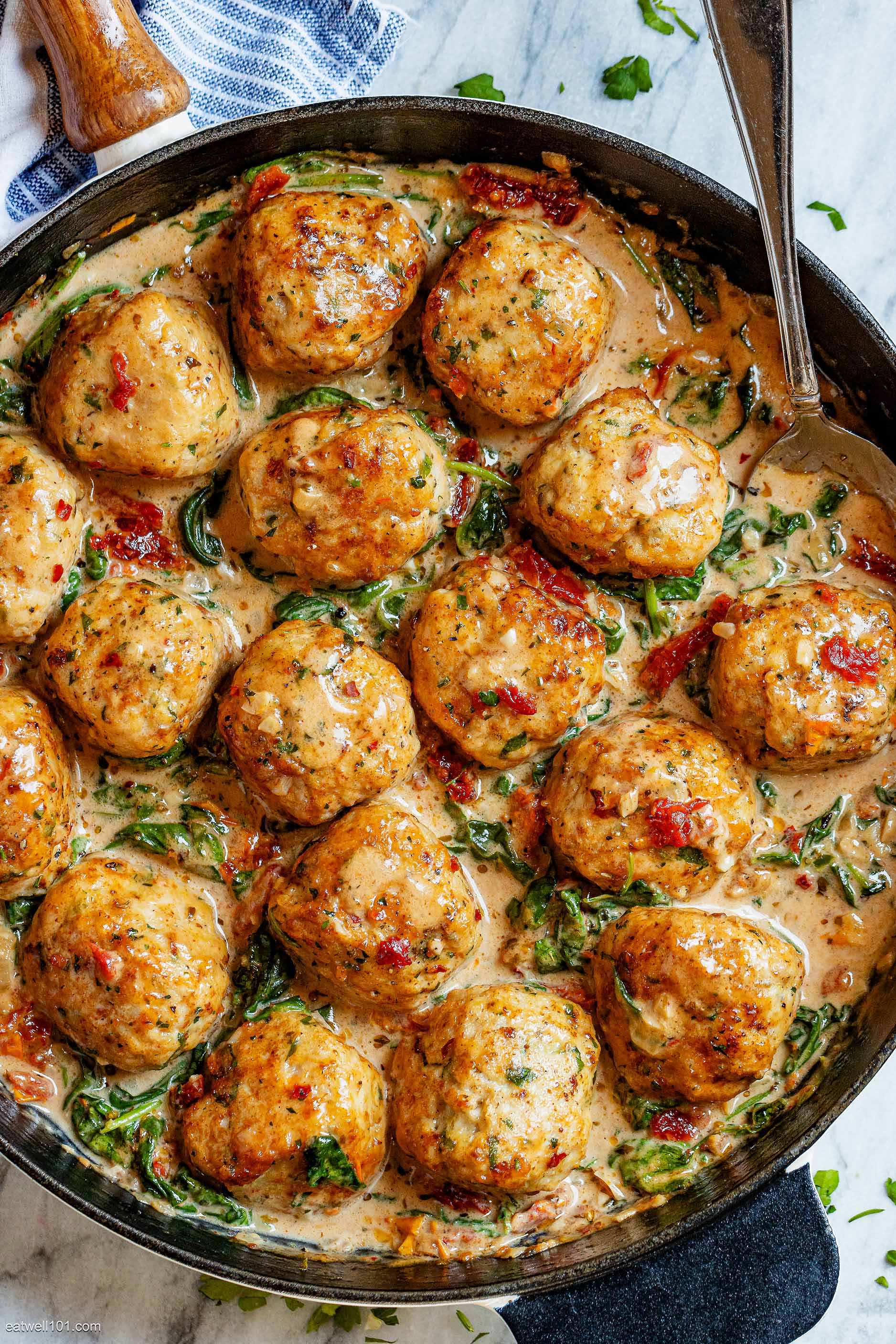 Creamy Spinach Turkey Meatballs- Camping Dinner Ideas