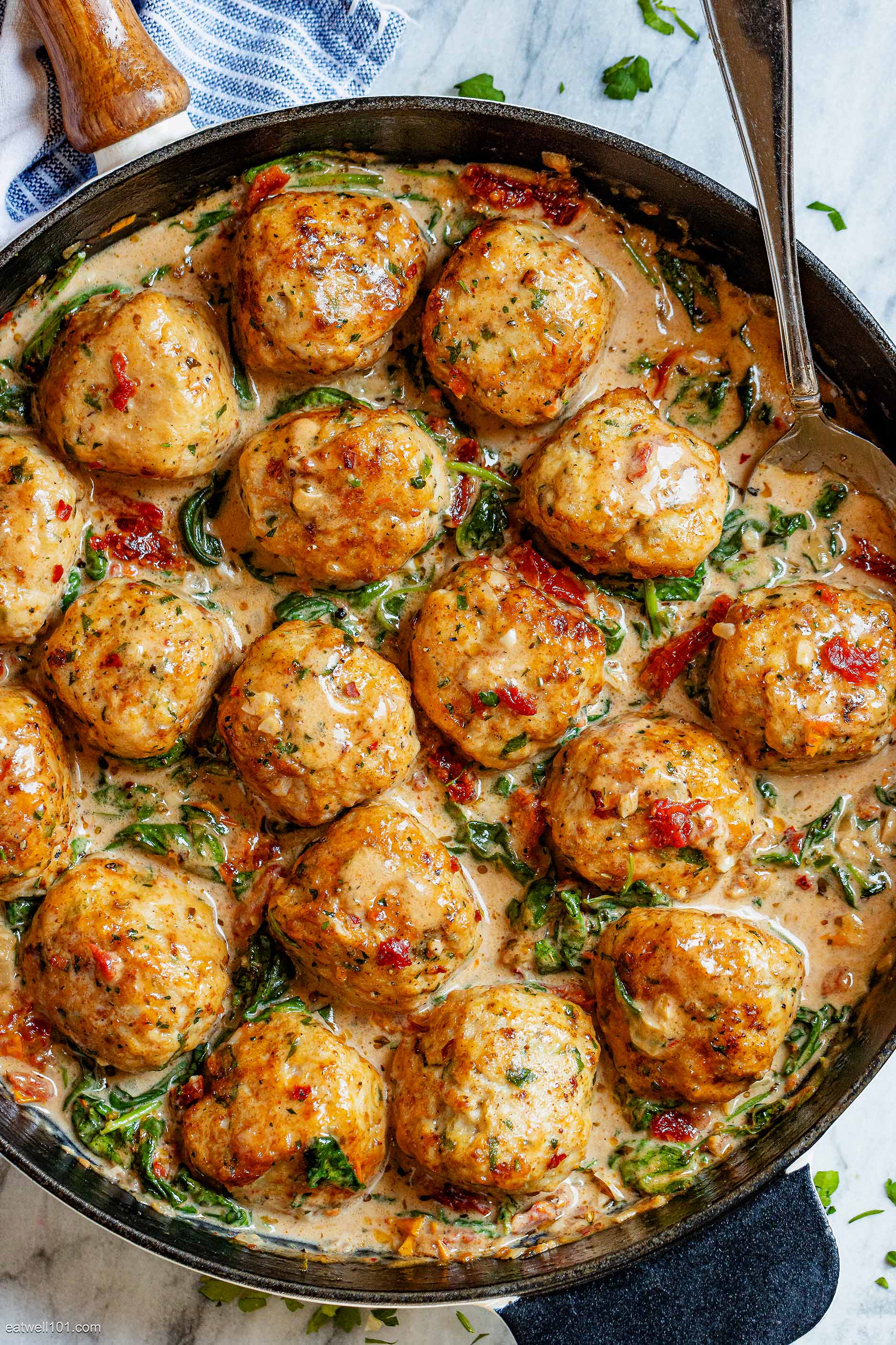 Creamy Spinach Turkey Meatballs